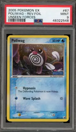 Pokemon Poliwag EX Unseen Forces Reverse Holo #67 PSA 9 Mint - Image 1