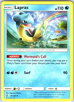 Lapras 36/236 Uncommon Regular Card SM - Unified Minds Pokemon TCG LP - Image 1