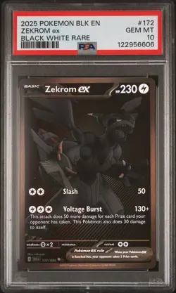 Pokemon TCG Zekrom ex 172/086 Sv: Black Bolt EX Holo Black White Rare PSA 10 - Image 1