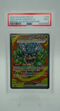 Pokemon Teal Mask Ogerpon ex 145/131 Special Illustration Rare Holo PSA 9 - Image 1