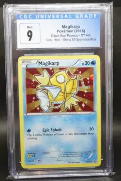 2016 POKEMON BLACK STAR PROMOS COSMOS HOLO #XY143 MAGIKARP CGC 9 - Image 1