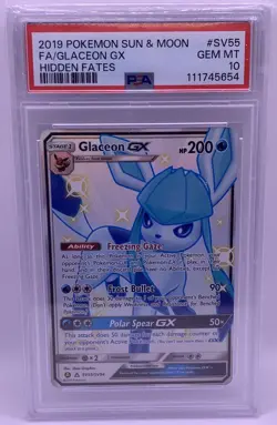 Glaceon GX Full Art PSA 10 Gem Mint Pokemon Sun & Moon Hidden Fates SV55/SV94 - Image 1