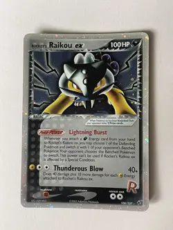 ✨Secret Rare Holo✨Rocket's Raikou EX 108/107 Pokemon Ex Deoxys TCG. See desc - Image 1