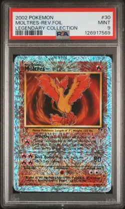 2002 POKEMON LEGENDARY COLLECTION #30 MOLTRES-REVERSE FOIL PSA 9 - Image 1
