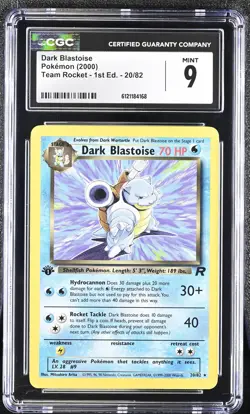 CGC 9 MINT Dark Blastoise 2000 Team Rocket 1st Edition 20/82 Pokemon Card - Image 1