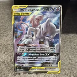 Mewtwo & Mew GX TAG TEAM Ultra Rare SM-Unified Minds Pokemon TCG Card English - Image 1