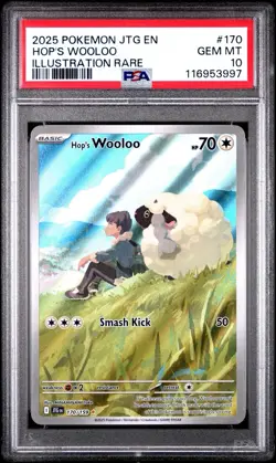 Pokemon JTG 2025 en Hop's Wooloo Illustration Rare Card #170, PSA 10 - Image 1