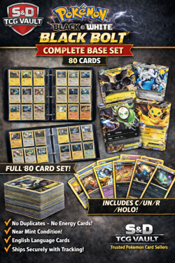 Pokemon SV Black Bolt Complete Set - 80 Cards NM - Holo Rare Common Uncommon - Image 1