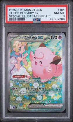 2025 POKEMON JTG EN-JOURNEY TOGETHER #184 LILLIE'S CLEFAIRY EX PSA 8 - Image 1