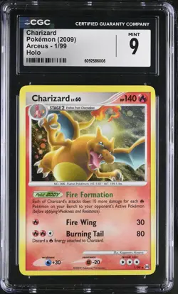 Pokemon Charizard #1/99 Holo Rare Platinum Arceus CGC 9 Mint 4d - Image 1