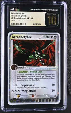 CGC 10 PRISTINE Aerodactyl ex 2003 EX Sandstorm 94/100 Holo Pokemon Card - Image 1
