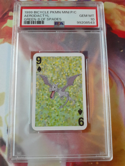 1999 Pokemon Aerodactyl 9 of Spades Bicycle Mini Playing Card PSA 10 Gem Mint - Image 1