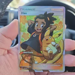 Hau Ultra Rare Full Art NM-M 144/145 Sun & Moon Guardians Rising Pokemon Card - Image 1