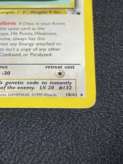 Pokemon TCG Vintage Ditto 1st Edition 18/62 Fossil 1995 Wizards of The Coast HP - Image 3