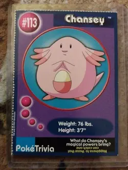 VTG Burger King Poketrivia TRADING CARD 113 Chansey NINTENDO Pokemon Pokemon CCG - Image 1