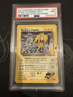 PSA 9 Rocket's Zapdos 15/132 Celebrations Collection Pokemon 2021 - Image 1