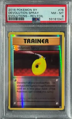 Devolution Spray 76/108 Reverse Holo PSA 8 XY Evolutions Pokemon 2016 NM-MT - Image 1