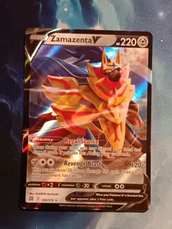 Pokemon TCG Sword & Shield: Brilliant Stars Zamazenta V 105/172 Ultra Rare NM - Image 1