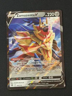 Pokemon TCG Sword & Shield: Brilliant Stars Zamazenta V 105/172 Ultra Rare NM - Image 1