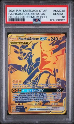 2021 Pokemon Black Star Promo #SM248 Full Art Pikachu & Zekrom Gx Premium PSA 10 - Image 1