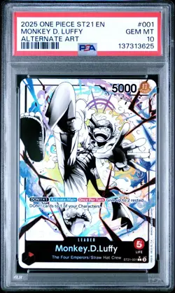 2025 ONE PIECE ST21-001 GEAR 5 MONKEY D. LUFFY LEADER PARALLEL ENGLISH PSA 10 - Image 1
