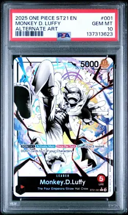 2025 ONE PIECE ST21-001 GEAR 5 MONKEY D. LUFFY LEADER PARALLEL ENGLISH PSA 10 - Image 1