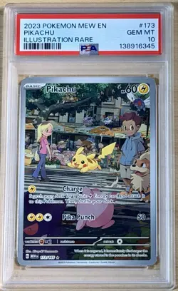 2023 Pokemon EN 151 Pikachu Illustration Rare IR Full Art Card 173/165 PSA 10 💎 - Image 1