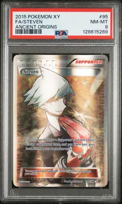 2015 POKEMON XY ANCIENT ORIGINS #95 FULL ART/STEVEN PSA 8 - Image 1