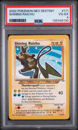 2002 Pokemon Neo Destiny Shining Raichu #111 PSA 4 - Image 1