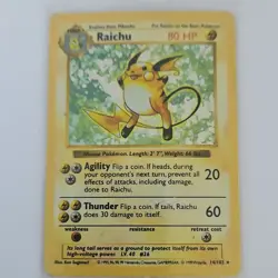 Pokemon Raichu Base Set Shadowless Holo Rare 80 HP 14/102 English WOTC 1999 - Image 1