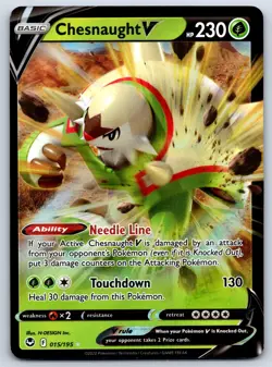 Chesnaught V - Silver Tempest 015/195 Pokemon TCG Card NM - Image 1