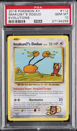 2016 POKEMON XY EVOLUTIONS #112 IMAKUNIU'S DODUO PSA 10 - Image 1