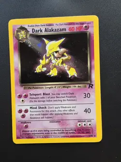 Ink Dot Error Dark Alakazam 1/82 Team Rocket Holo Rare Vintage Pokemon Card LP - Image 1