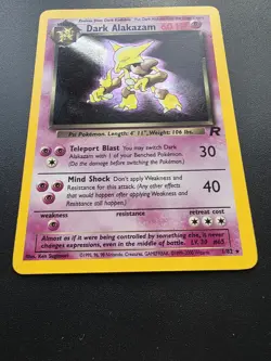 Ink Dot Error Dark Alakazam 1/82 Team Rocket Holo Rare Vintage Pokemon Card LP - Image 4