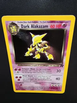 Ink Dot Error Dark Alakazam 1/82 Team Rocket Holo Rare Vintage Pokemon Card LP - Image 5