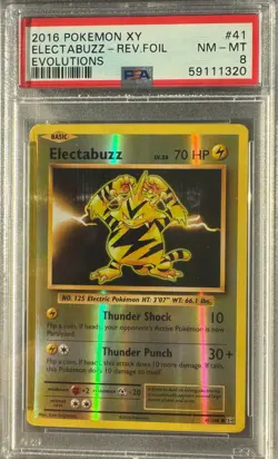 Electabuzz 41/108 Reverse Holo PSA 8 - XY Evolutions Pokemon 2016 NM-MT - Image 1