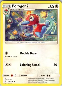 Porygon2 156/214 SM - Unbroken Bonds Pokemon TCG NM Regular - Image 1