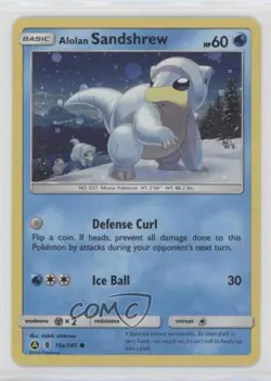 Alolan Sandshrew Holo Pokemon Sun & Moon Guardians Rising #19a - Image 1