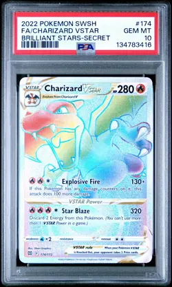 2022 POKEMON SWORD & SHIELD BRILLIANT STARS #174 FULL ART/CHARIZARD VSTAR PSA 10 - Image 1