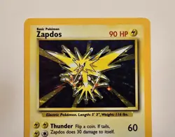 Pokemon Zapdos #16 Base Unlimited (Shadow) 1999-LP - Image 2