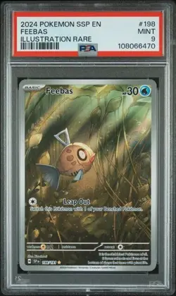 2024 Pokemon Surging Sparks Feebas PSA 9 MINT ILLUSTRATION RARE FULL ART 198/191 - Image 1