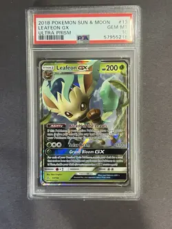 Pokemon TCG Sun Moon Leafeon GX Ultra Prism 13/156 PSA 10 - Image 1