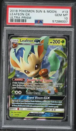 2018 Pokemon Sun & Moon Ultra Prism Leafeon Gx 13/156 PSA 10 - Image 1