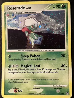 2007 ROSERADE 17/132 D&P SECRET WONDERS POKEMON CARD- RARE HOLO - Image 2
