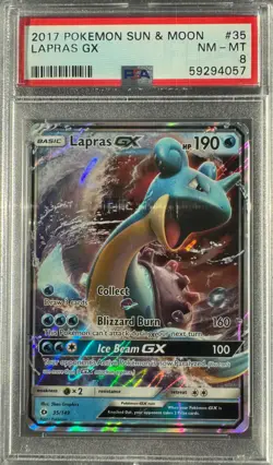 LAPRAS GX 35/149 PSA 8 - Sun & Moon Base Set Pokemon 2017 NM/MT - Image 1
