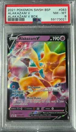 Alakazam V SWSH083 PSA 8 Pokemon SWSH BSP Alakazam V Box NM-MT - Image 1