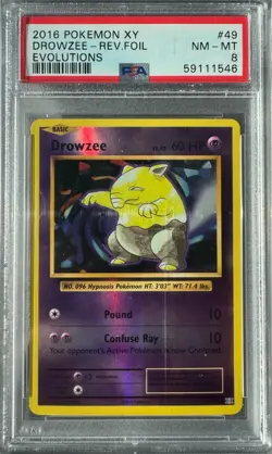 Drowzee Reverse Holo 49/108 PSA 8 XY Evolutions Pokemon 2016 - Image 1