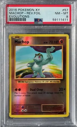 MACHOP REVERSE HOLO 57/108 PSA 8 XY EVOLUTIONS POKEMON 2016 - Image 1