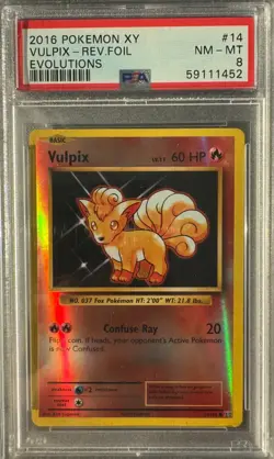 VULPIX REVERSE FOIL 14/108 PSA 8 POKEMON XY EVOLUTIONS 2016 - Image 1