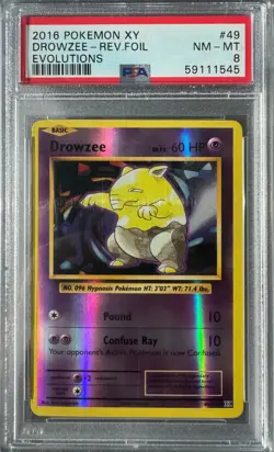 Drowzee Reverse Holo 49/108 PSA 8 XY Evolutions Pokemon 2016 - Image 1
